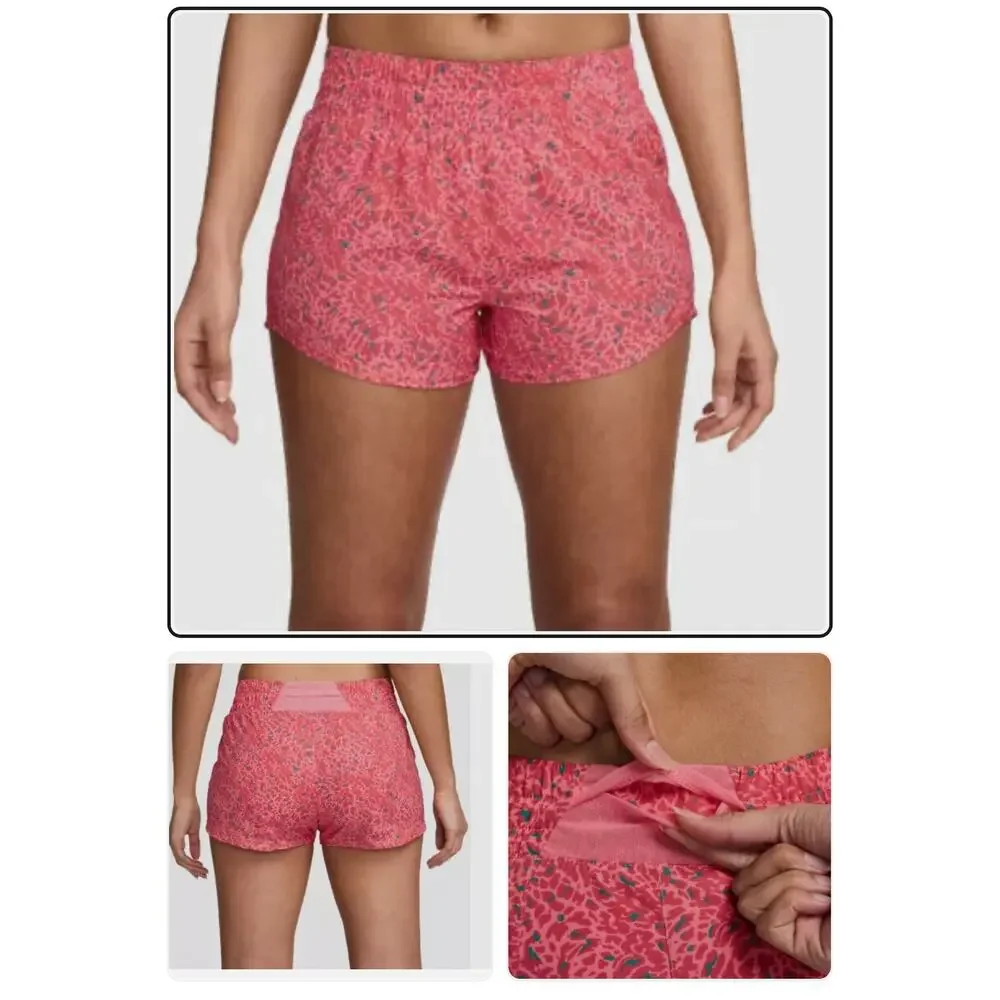 Nike Women's One Dri-FIT Mid-Rise Brief Lined Shorts, Coral Chalk, Small, NWT